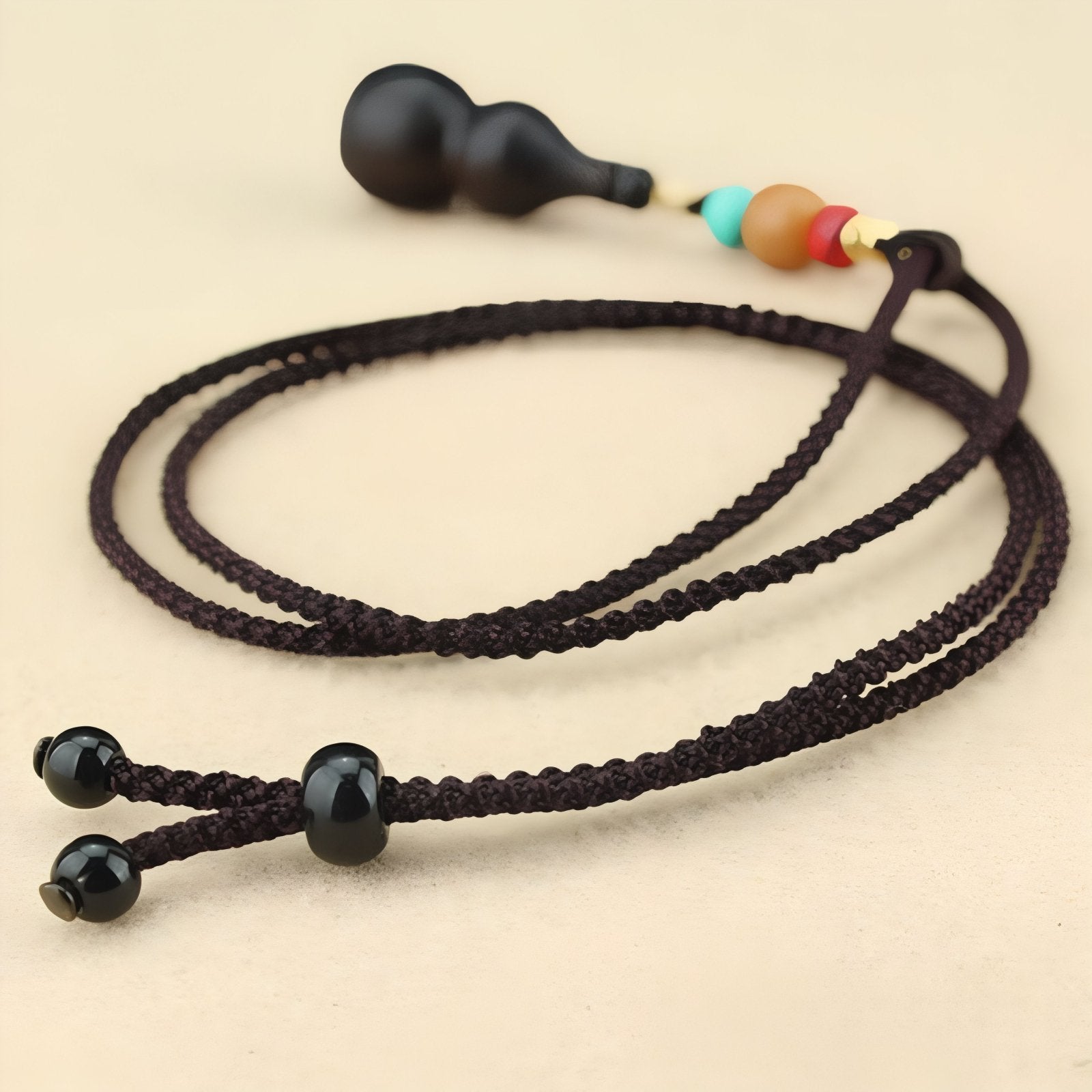 Collier en bois de santal naturel, avec pendentif gourde Wu Lou, cordon ajustable