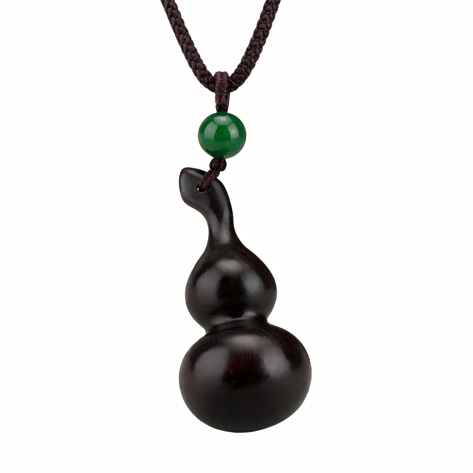Collier en bois de santal naturel, pendentif gourde avec pierre en agate verte, cordon ajustable