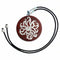 Collier en bois de santal rouge, avec pendentif renard à neuf queues, en cordon tressé et argent