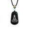 Collier en bois d'ébène naturel, avec pendentif Bouddha et Guanyin incrusté d'argent, cordon ajustable