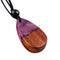 Collier en bois et résine, avec pendentif goutte et cordon ajustable, style bohème