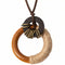 Collier en bois naturel, avec cordon et alliage métallique, style bohème