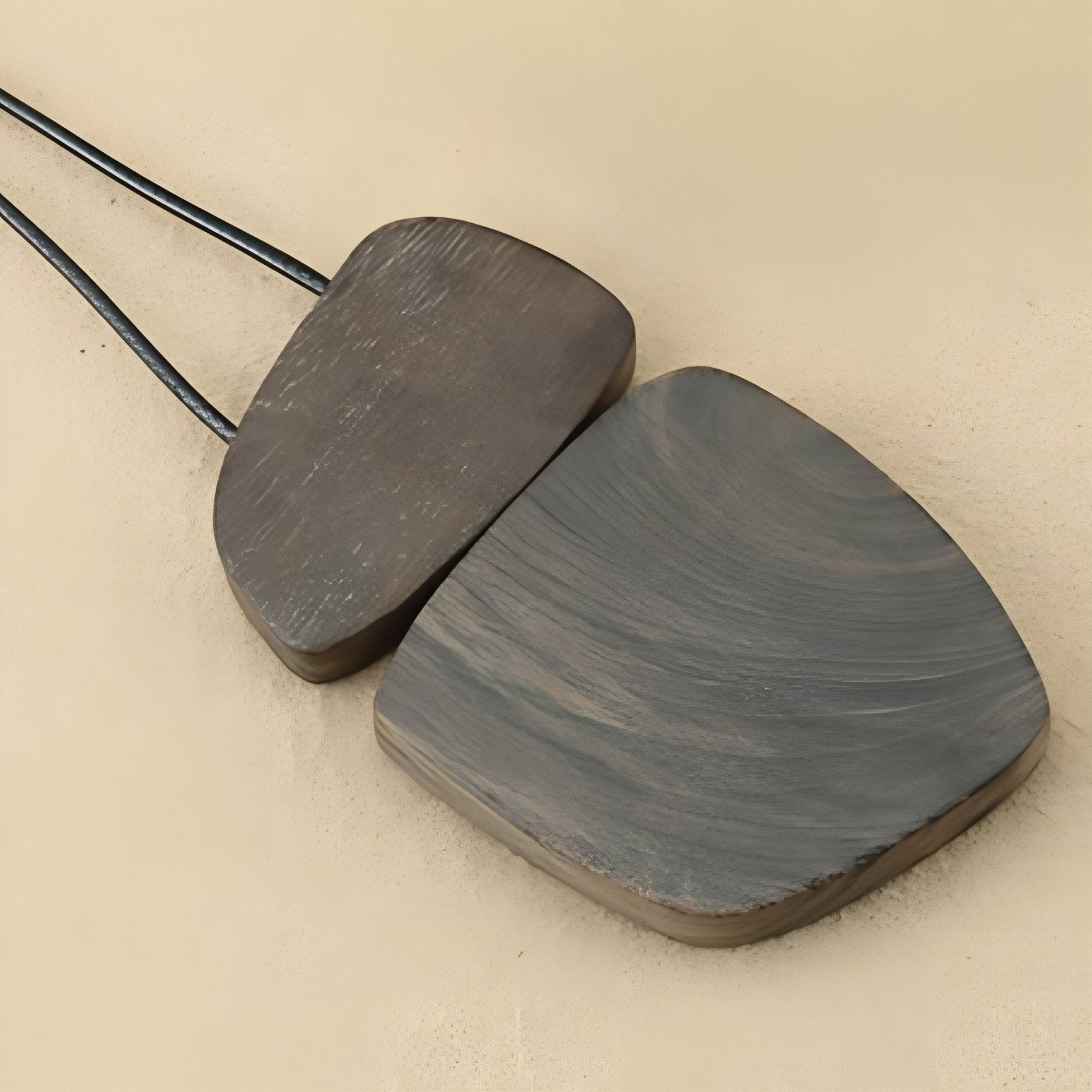 Collier en bois naturel, avec double pendentif géométrique et cordon ajustable, style bohème