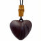 Collier en bois naturel, avec pendentif cœur, cordon ajustable