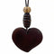 Collier en bois naturel, avec pendentif cœur surmonté de perles ethniques, cordon ajustable