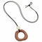 Collier en bois naturel, avec pendentif géométrique ajouré et perle blanche, cordon noir