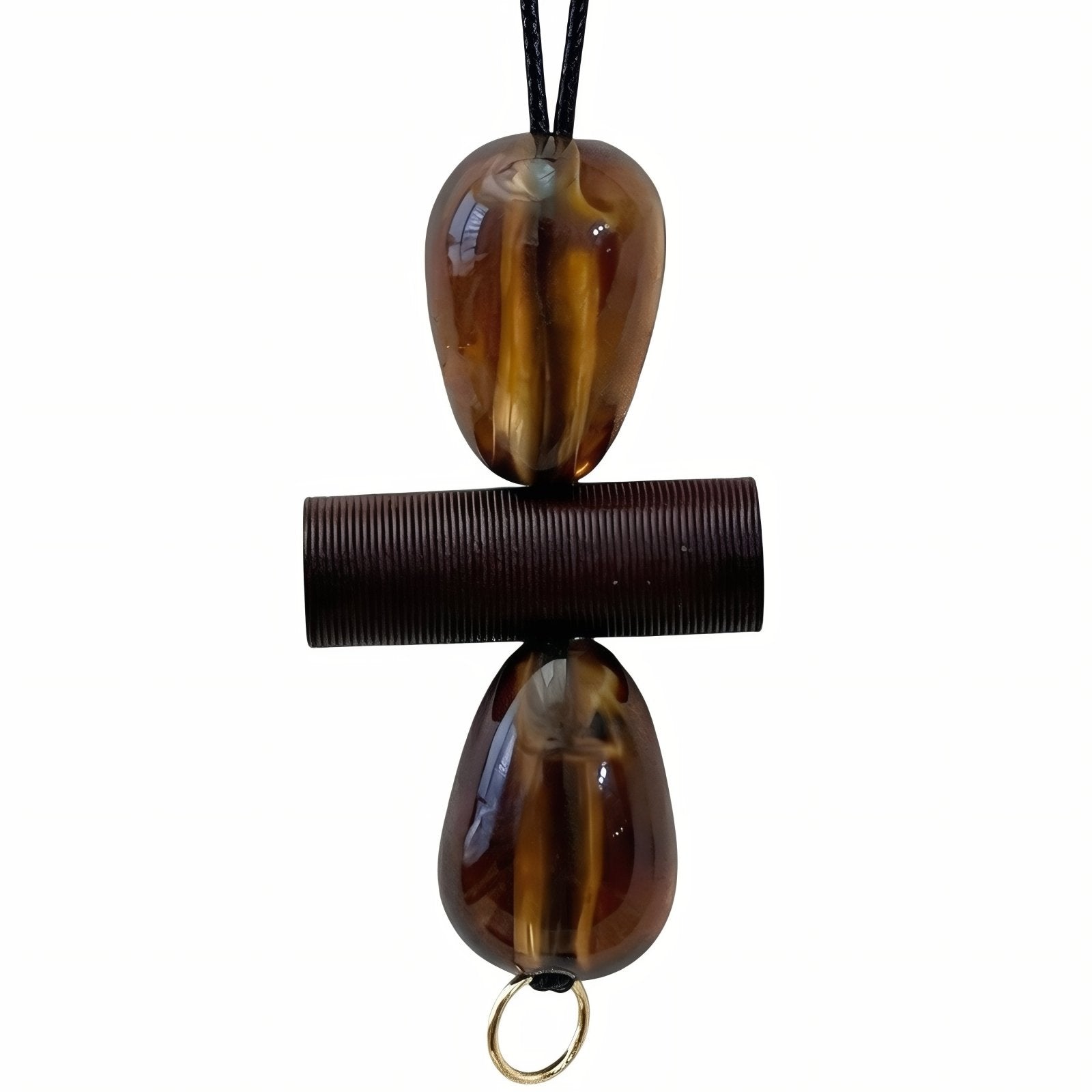 Collier en bois naturel et résine, avec pendentif barre d'équilibre, cordon ajustable