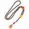 Collier en perle de bois pour femme, avec pendentif goutte orange en résine, fait main