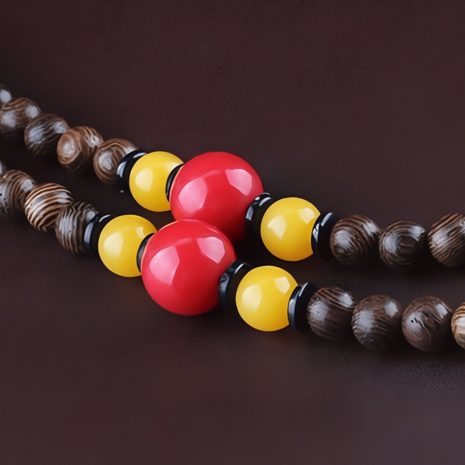 Collier en perle de bois pour femme, avec pendentif goutte orange en résine, fait main