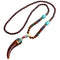 Collier en perles de bois, avec pendentif corne de vache en résine, pierre naturelle et alliage métallique, style bohème