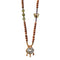 Collier en perles de bois de santal et pierre naturelle vert jade, avec pendentif nuage porte - bonheur et alliage métallique