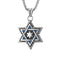 Collier étoile de David pour homme, en acier inoxydable, pendentif argenté orné de pierres bleues