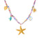 Collier étoile de mer pour femme, en acier inoxydable doré, cordon multicolore avec soleil et breloques marines