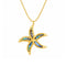 Collier étoile de mer pour femme, en acier inoxydable doré, émail irisé bleu et vert