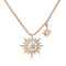 Collier étoile & soleil pour femme, plaqué or rose ou argenté, zircons brillants, maille forçat, modèle Astra