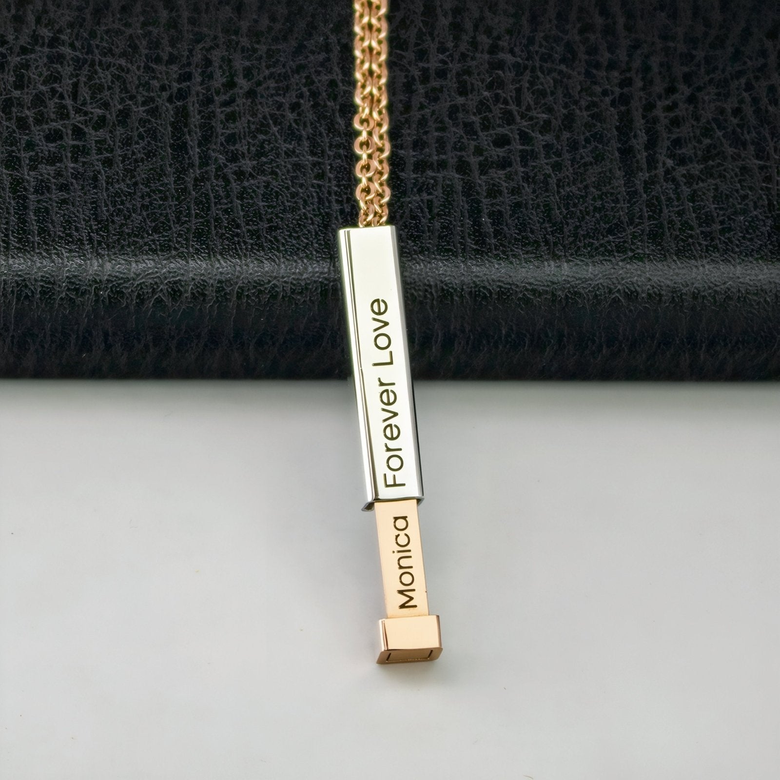 Collier extensible personnalisé moderne, double gravure, modèle Éternel
