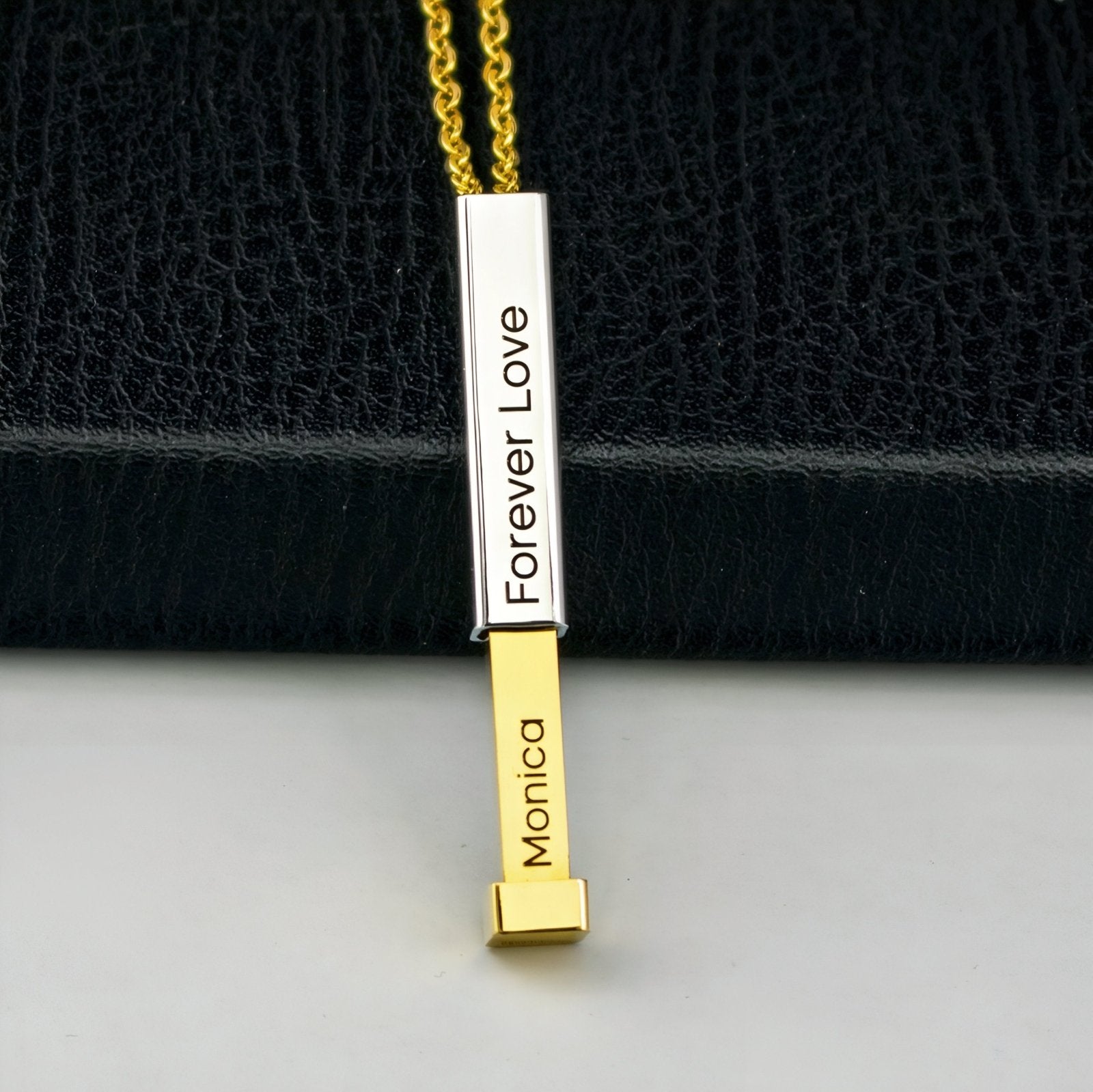 Collier extensible personnalisé moderne, double gravure, modèle Éternel