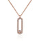 Collier femme élégant, pendentif rectangle, argent 925 plaqué or rose et moissanite scintillante