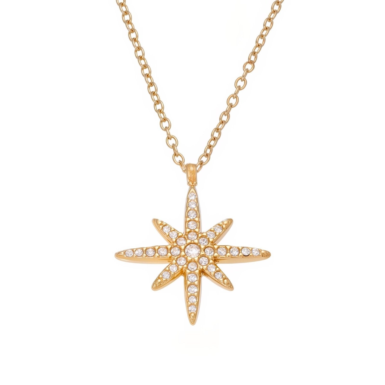 Collier femme pendentif météorite, or ou argent, en acier inoxydable et zircon scintillant