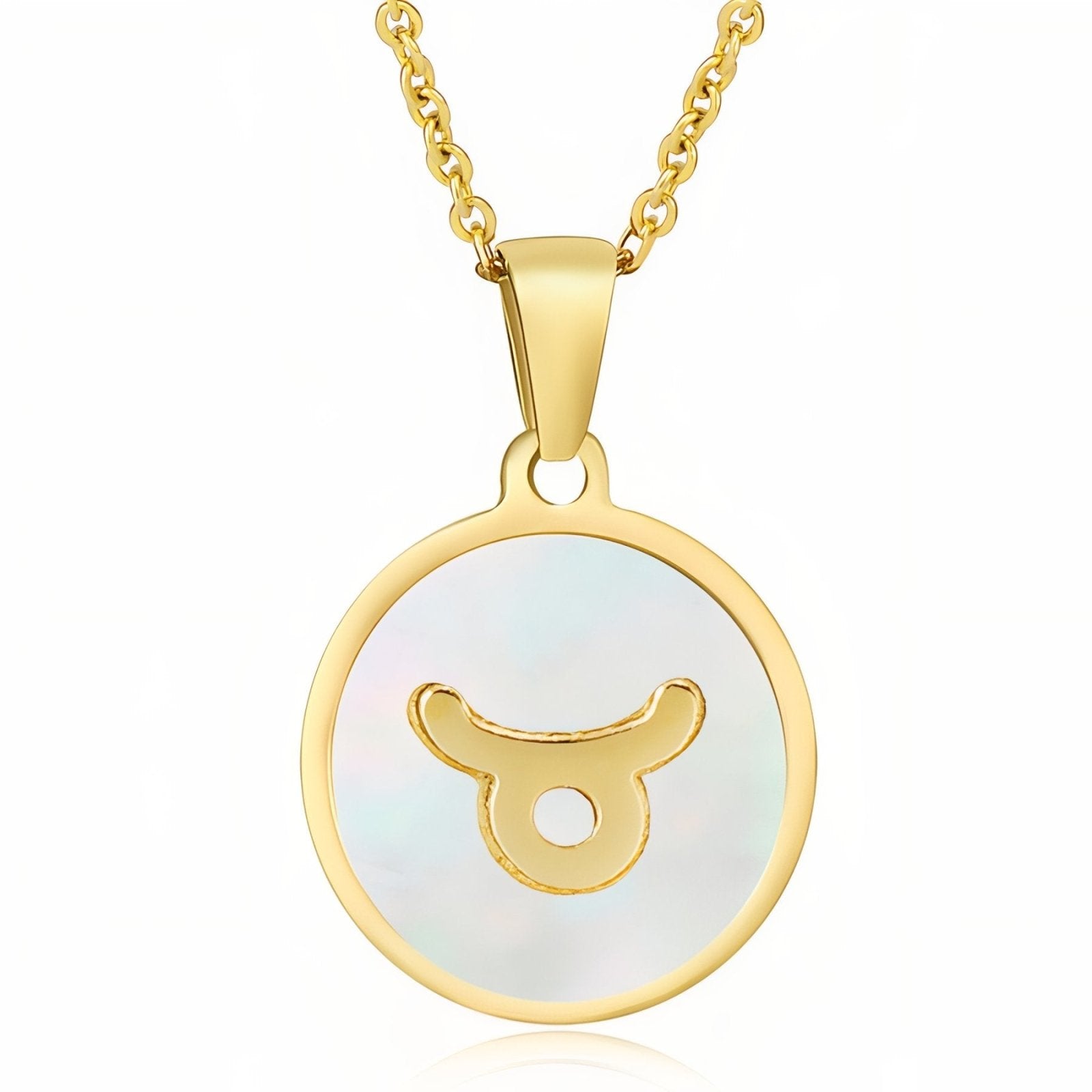 Collier femme signe astrologique, pendentif médaille en nacre et acier inoxydable, 12 signes du zodiaque