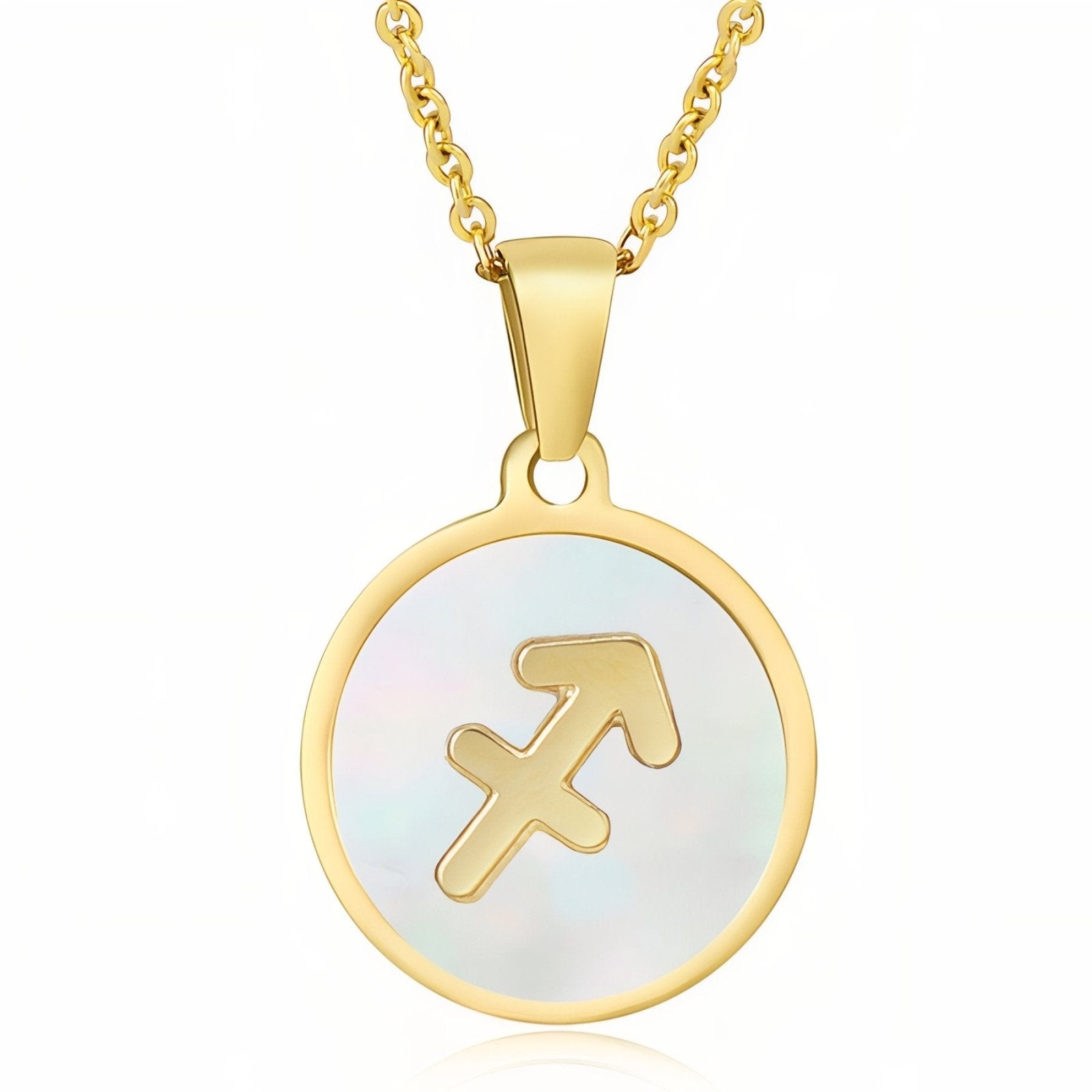 Collier femme signe astrologique, pendentif médaille en nacre et acier inoxydable, 12 signes du zodiaque