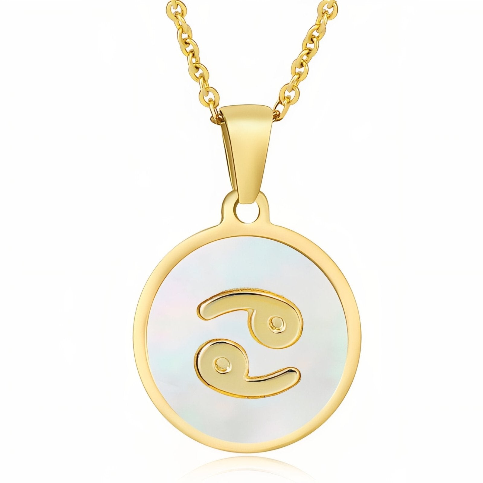 Collier femme signe astrologique, pendentif médaille en nacre et acier inoxydable, 12 signes du zodiaque