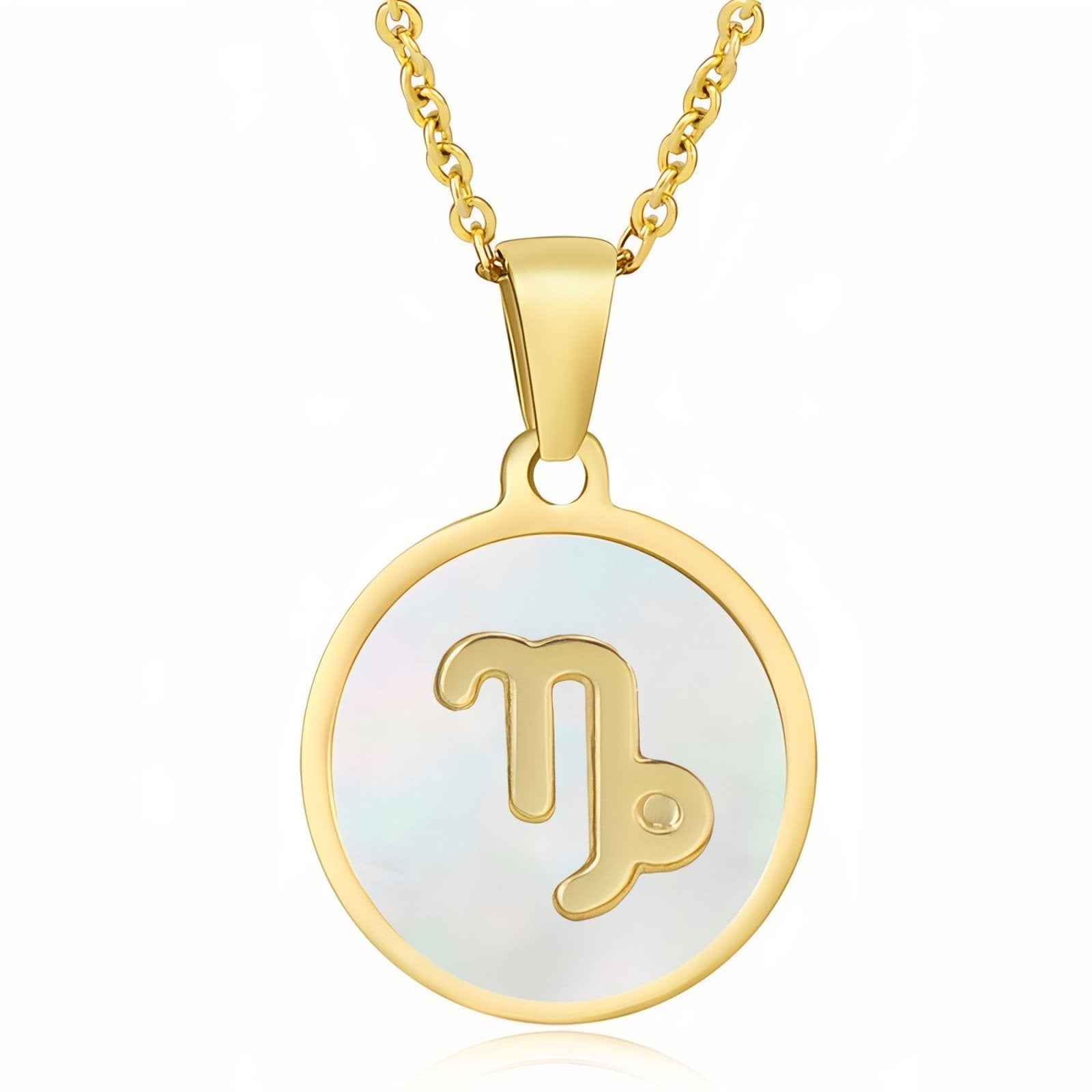 Collier femme signe astrologique, pendentif médaille en nacre et acier inoxydable, 12 signes du zodiaque