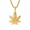 Collier feuille de cannabis pour homme, en acier inoxydable, pendentif serti de cristaux blancs