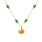 Collier fin doré pour femme, orné de perles vert émeraude et pendentif coquillage, modèle Sirena