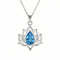 Collier fleur de lotus pour femme, en argent 925, avec pierre bleue