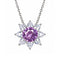 Collier fleur pierre précieuse pour femme, en cuivre argenté, pendentif floral entouré de pétales brillants