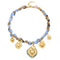 Collier foulard en soie ras - du - cou, pendentifs cœurs sacrés, en acier inoxydable et pierres naturelles