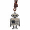 Collier geek rétro unisexe, pendentif robot steampunk, cordon en cuir marron