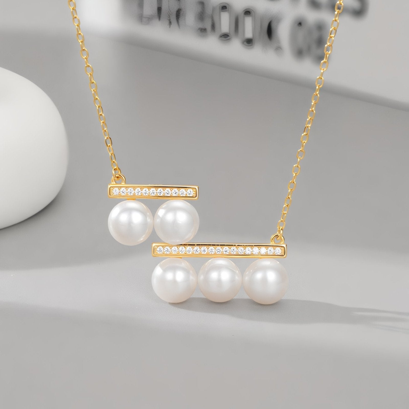 Collier géométrique à perles, élégant et raffiné, monture en argent 925, modèle Madeleine