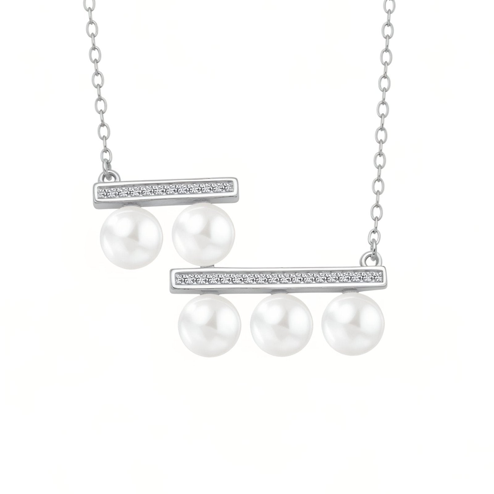 Collier géométrique à perles, élégant et raffiné, monture en argent 925, modèle Madeleine