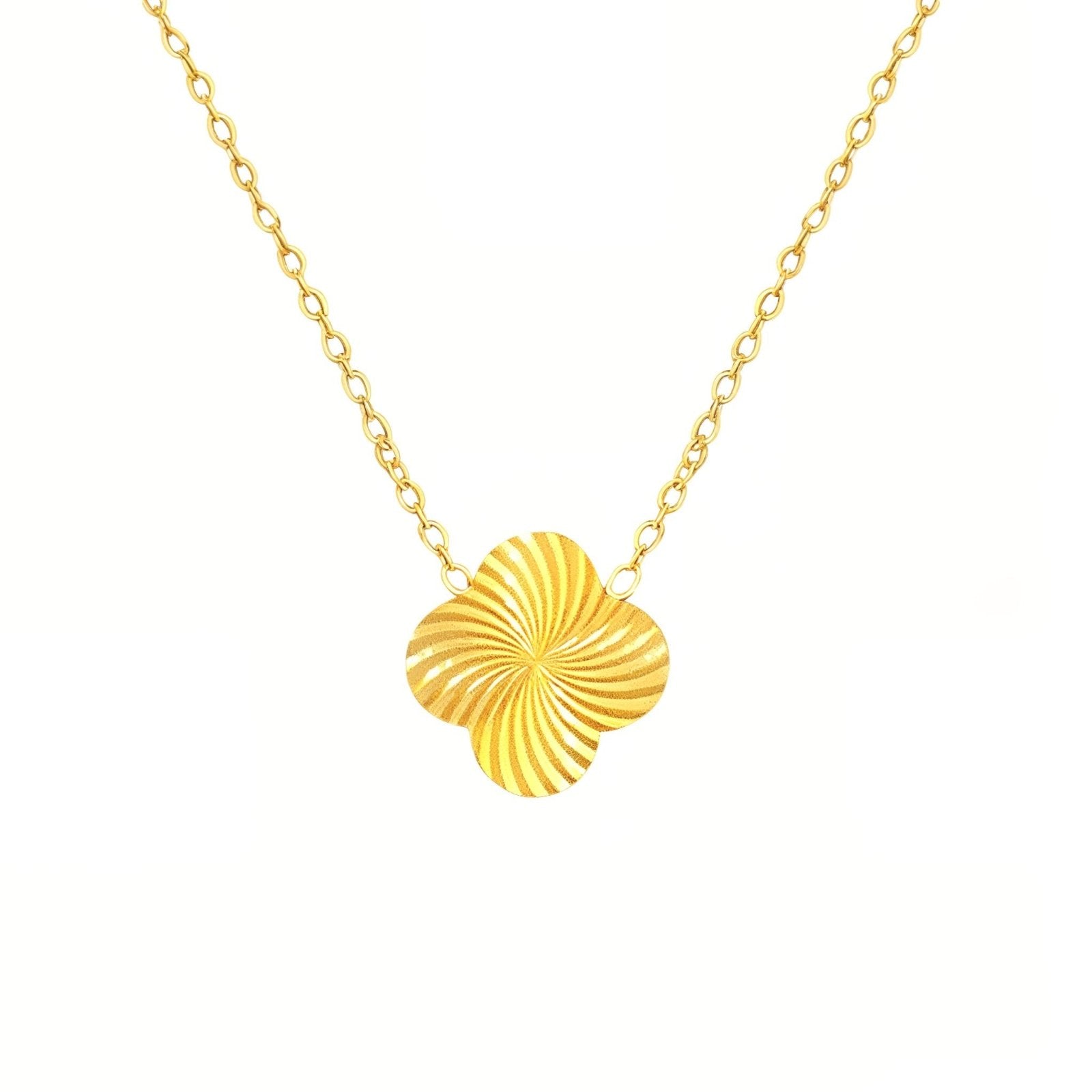 Collier géométrique acier, trèfle design sculpté, bijou mixte élégant, modèle Janelle
