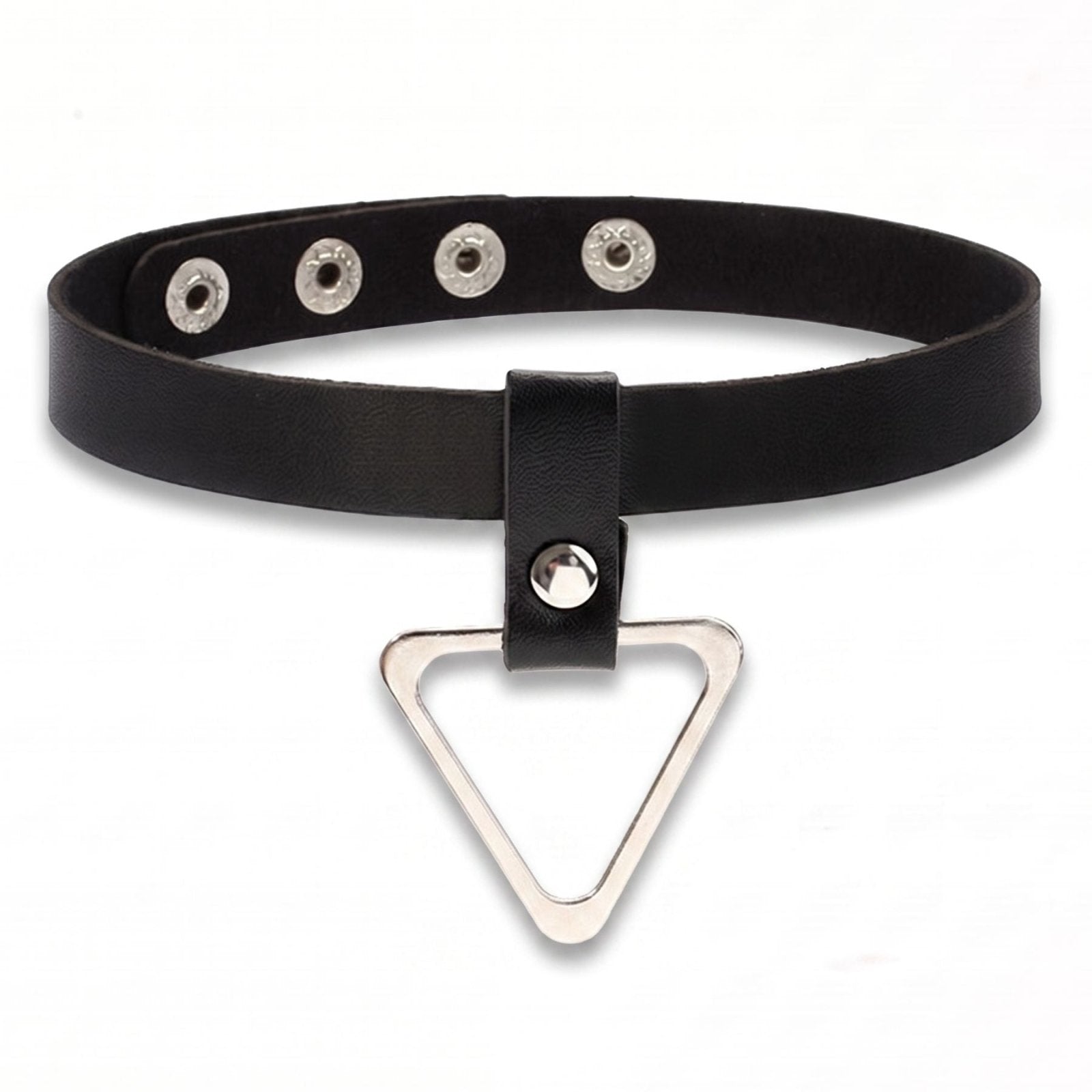 Collier gothique cuir pour femme, avec pendentif triangulaire en alliage métallique