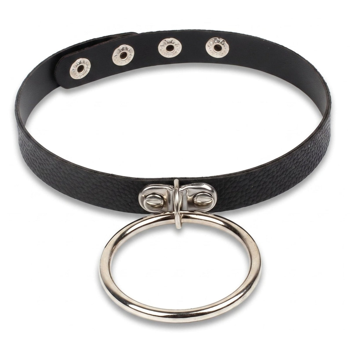 Collier gothique cuir pour femme, en simili cuir noir, avec grand anneau gothique