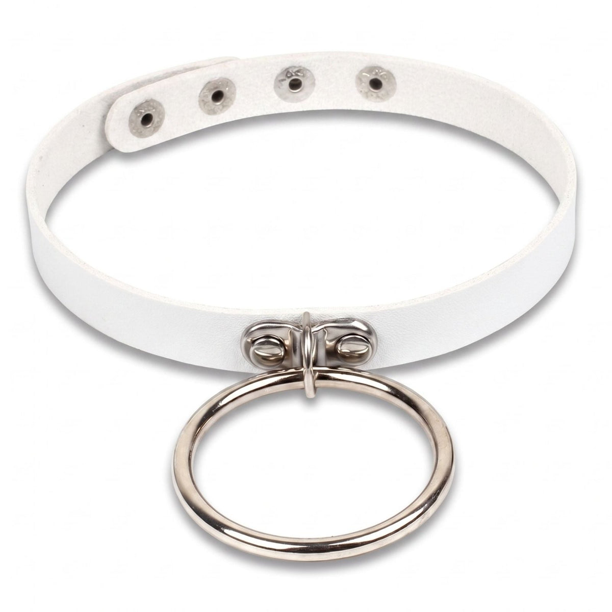 Collier gothique cuir pour femme, en simili cuir noir, avec grand anneau gothique