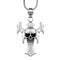 Collier gothique pour homme, pendentif croix avec tête de mort centrale, en acier inoxydable