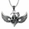 Collier gothique pour homme, pendentif tête de mort faucheuse avec ailes, en acier inoxydable
