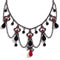 Collier gothique victorien pour femme, en alliage métallique, avec ornements rouges
