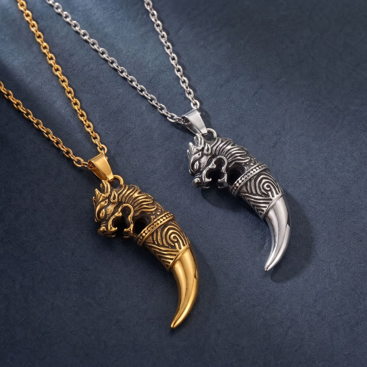 Collier griffe de dragon pour homme, en acier inoxydable, pendentif croc sculpté au style viking