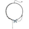 Collier grunge pour femme, en cuivre, avec pendentif papillon bleu effet cristal