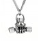 Collier haltère pour homme en acier inoxydable argenté, pendentif poing d’armure au style sportif