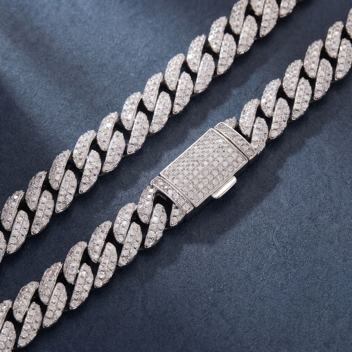 Collier hip hop ice pour homme, en cuivre , chaîne cubaine maille 10 mm sertie de zircons