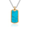 Collier homme moderne, pendentif pierre turquoise, cadre doré texturé, modèle Kaïros