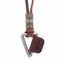 Collier homme style industriel, pendentif triangle en métal et cordon en cuir brun ajustable