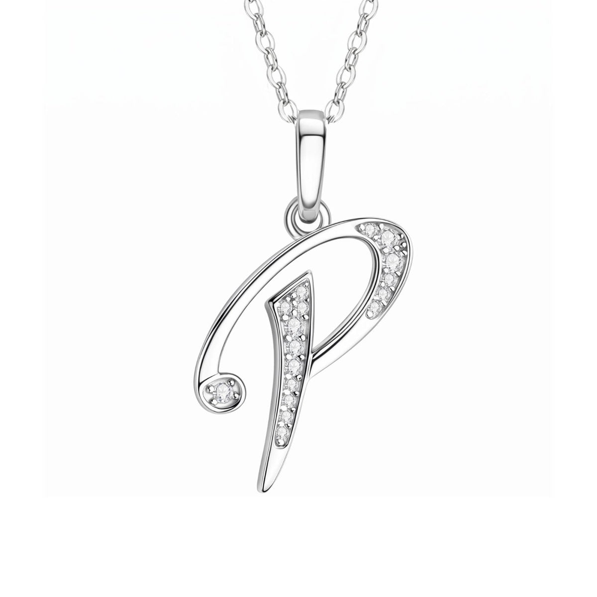 Collier initiale personnalisé pour femme, en cuivre argenté, pendentif lettre alphabet serti de zircons transparents