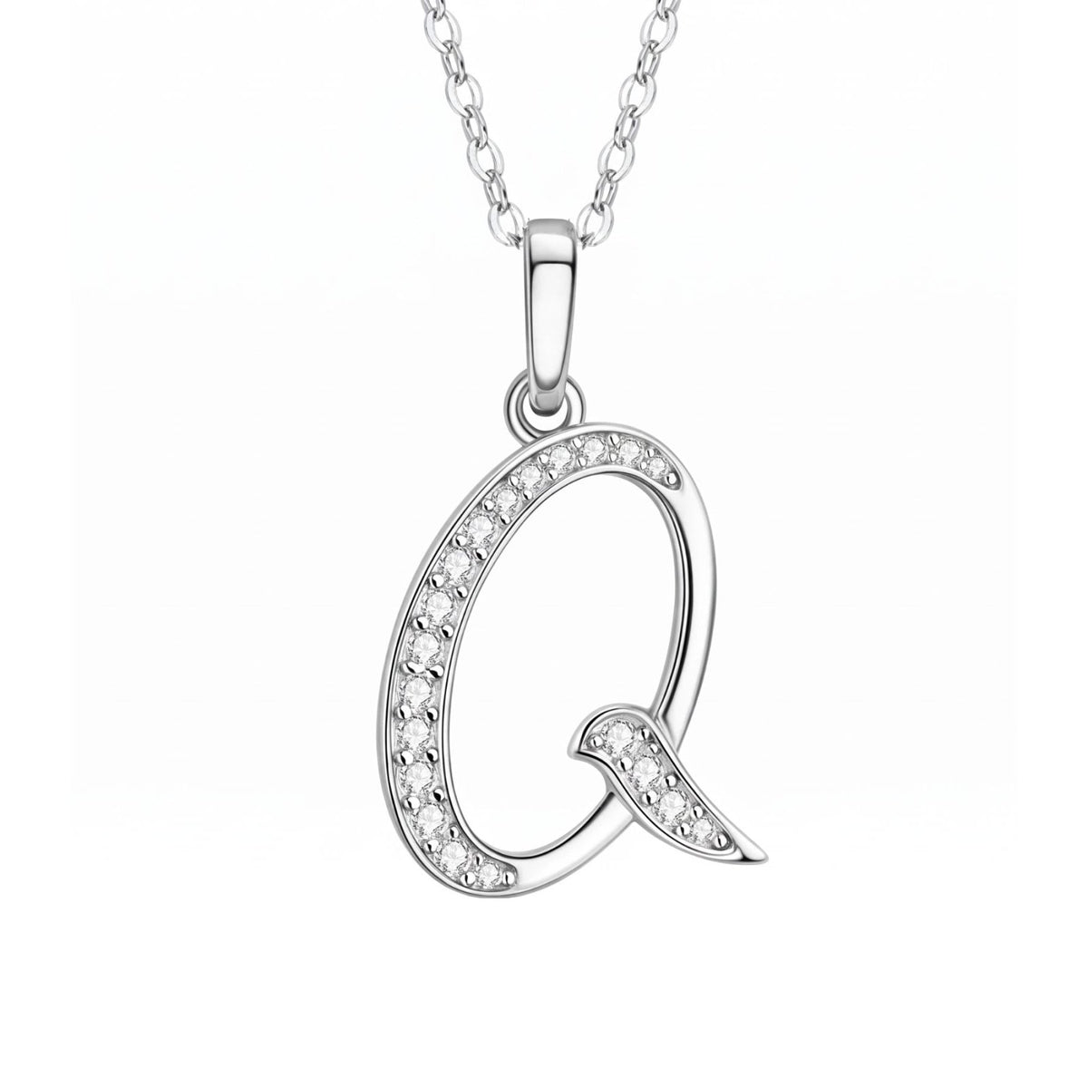 Collier initiale personnalisé pour femme, en cuivre argenté, pendentif lettre alphabet serti de zircons transparents